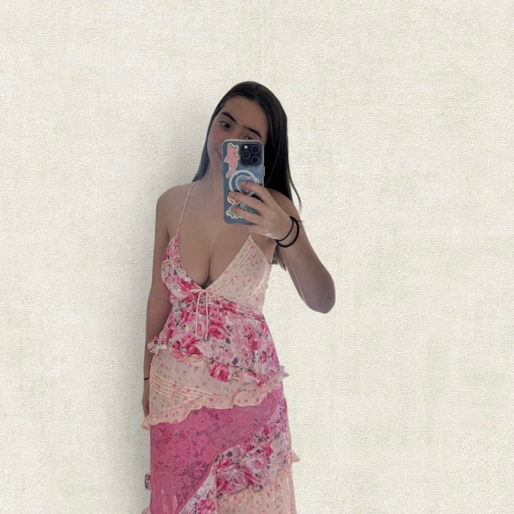 For Love And Lemons Pink and Cream Dress